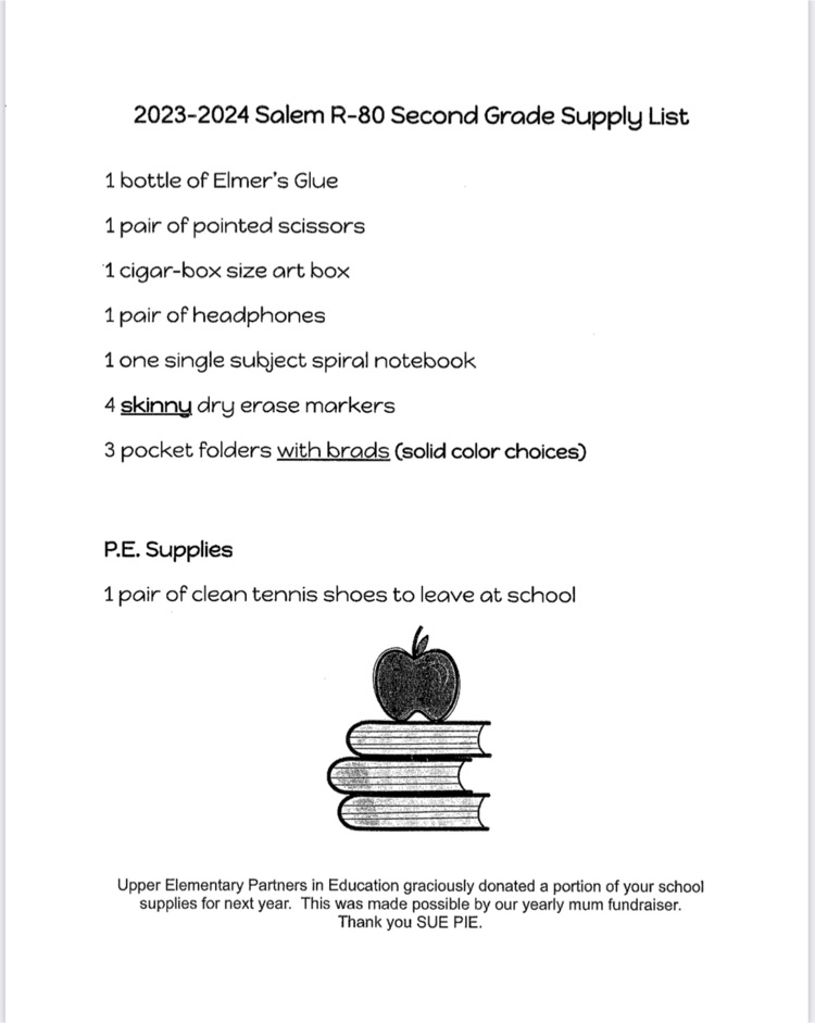 2nd Grade Supply List